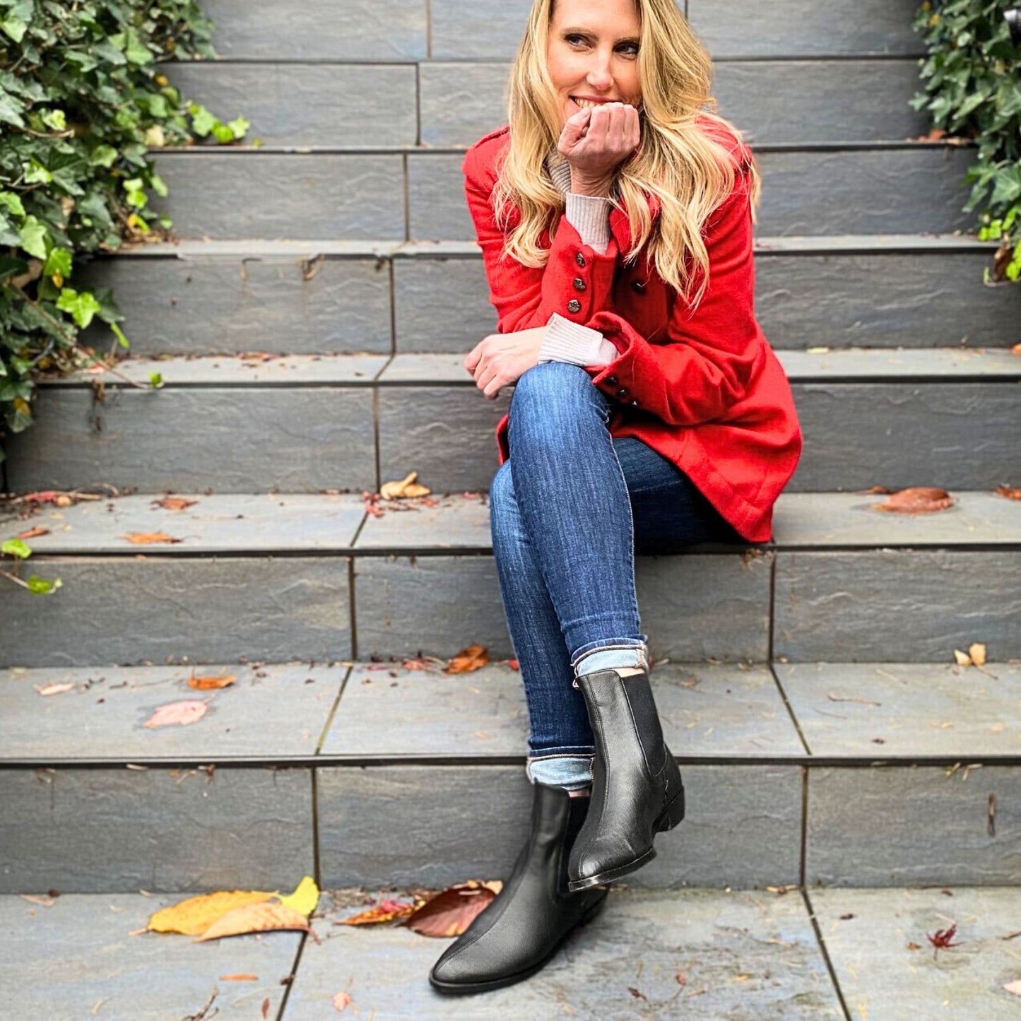 Vegan Designer Chelsea Boots in Black, ethical and sustainable, non leather footwear made with next generation material.